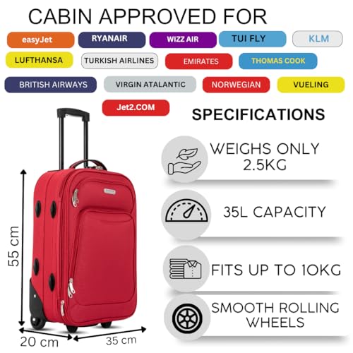 Detalle de Flymax Cabin Suitcase 55x40x20 / 55x35x20 – Lightweight Cabin Luggage