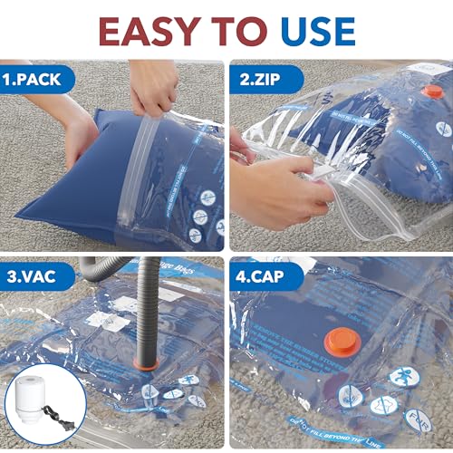 Detalle 2 de MEIQIHOME Lot de 16 sacs sous vide avec pompe électrique, 4 formats