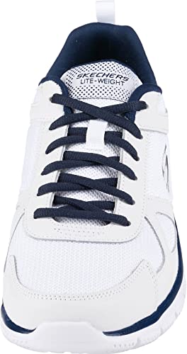 Detalle de Skechers Track Scloric Hombre White Leather Mesh Pu Navy Trim 42 EU