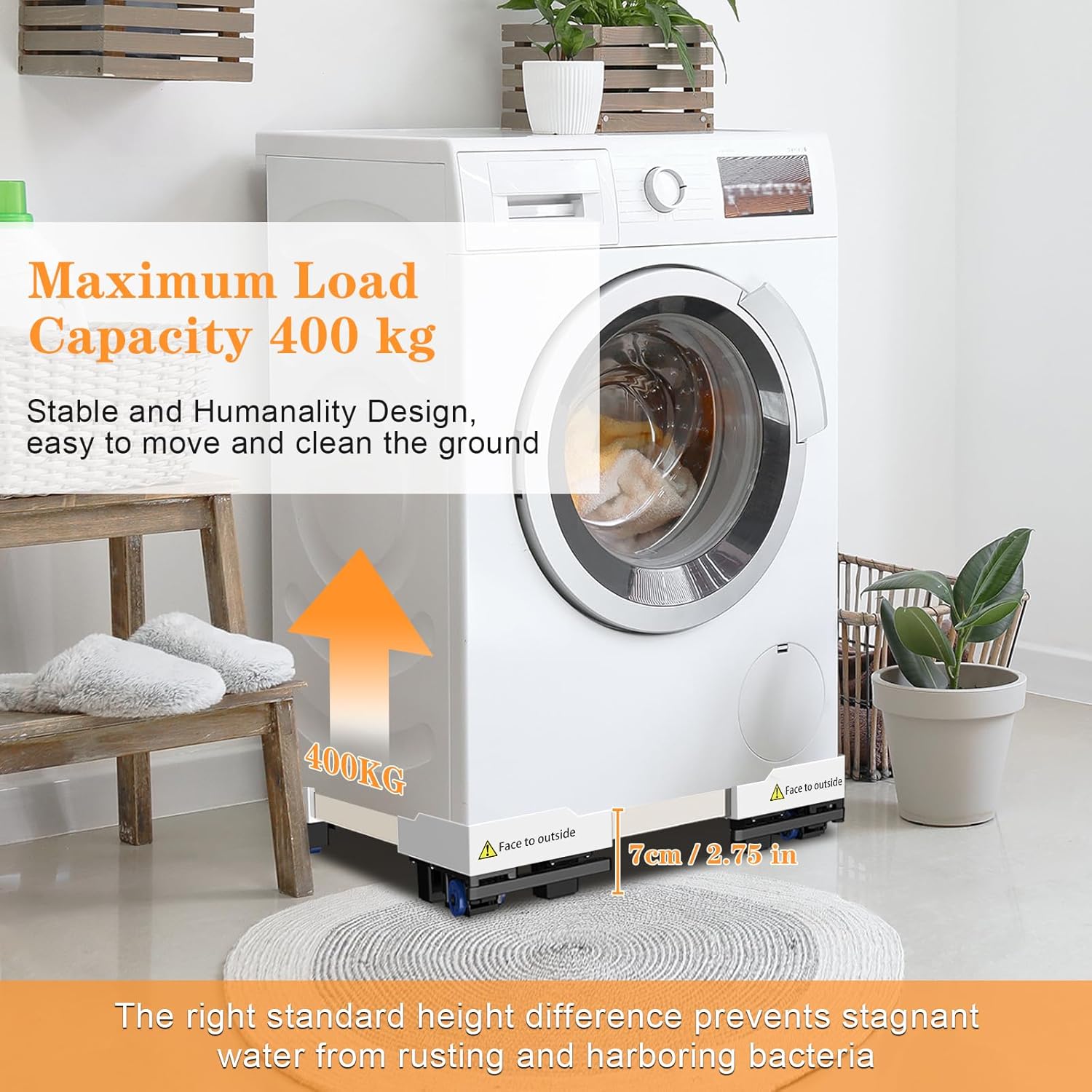 Thumbnail 1 de NIUXX base universelle pour machine à laver avec anti-vibration et freins réglables (42 à 69 cm)