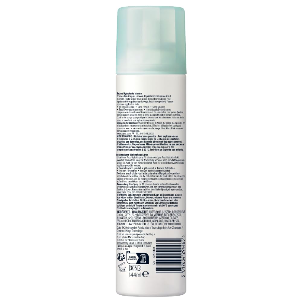 Detalle de Curél Feuchtigkeits-Tiefenpflege Spray – Ultrafeines Spray mit Ceramiden, stärkt die Hautbarriere