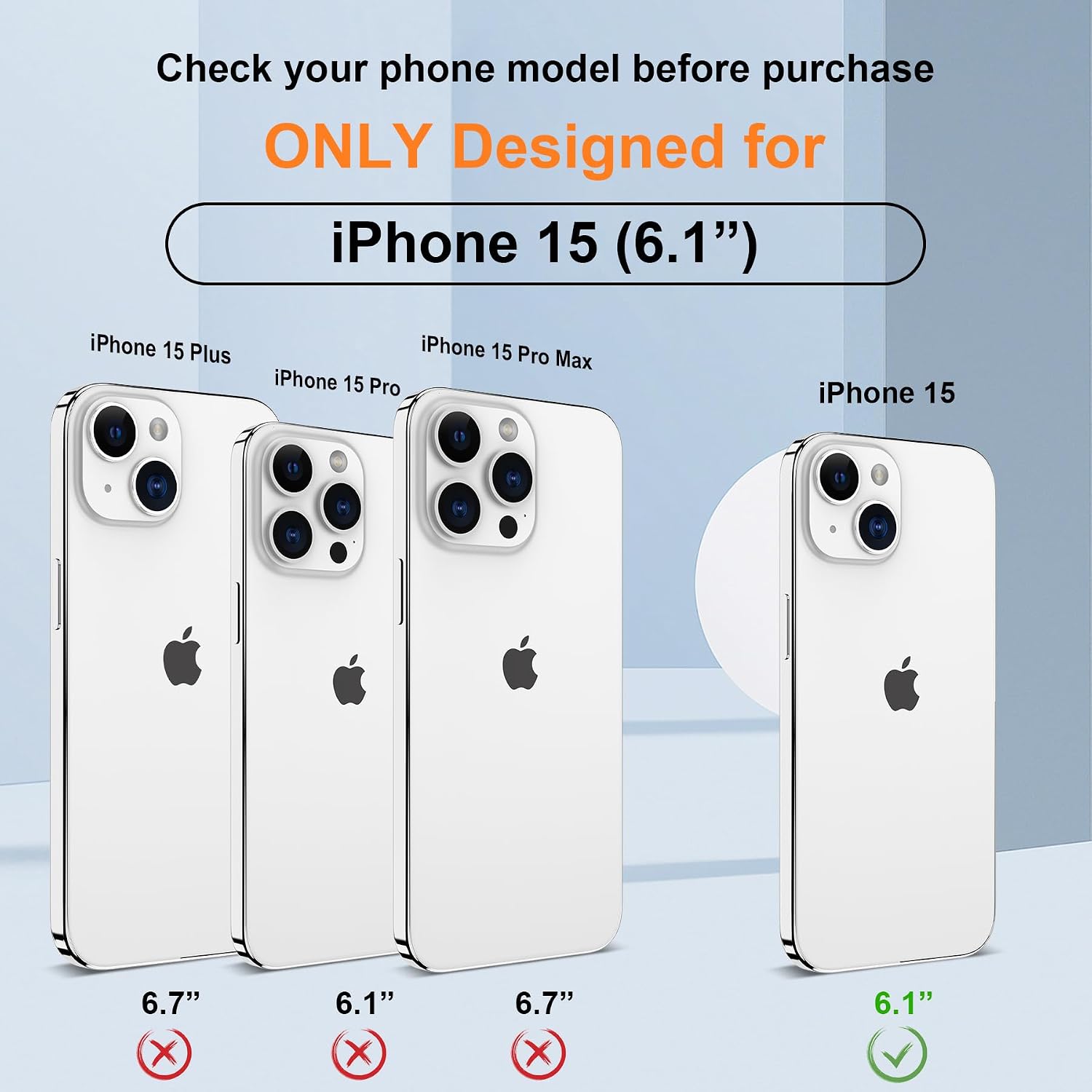 Detalle de ORETECH Cover per iPhone 15: custodia ibrida trasparente 6,1" + vetro temperato e protezione fotocamera