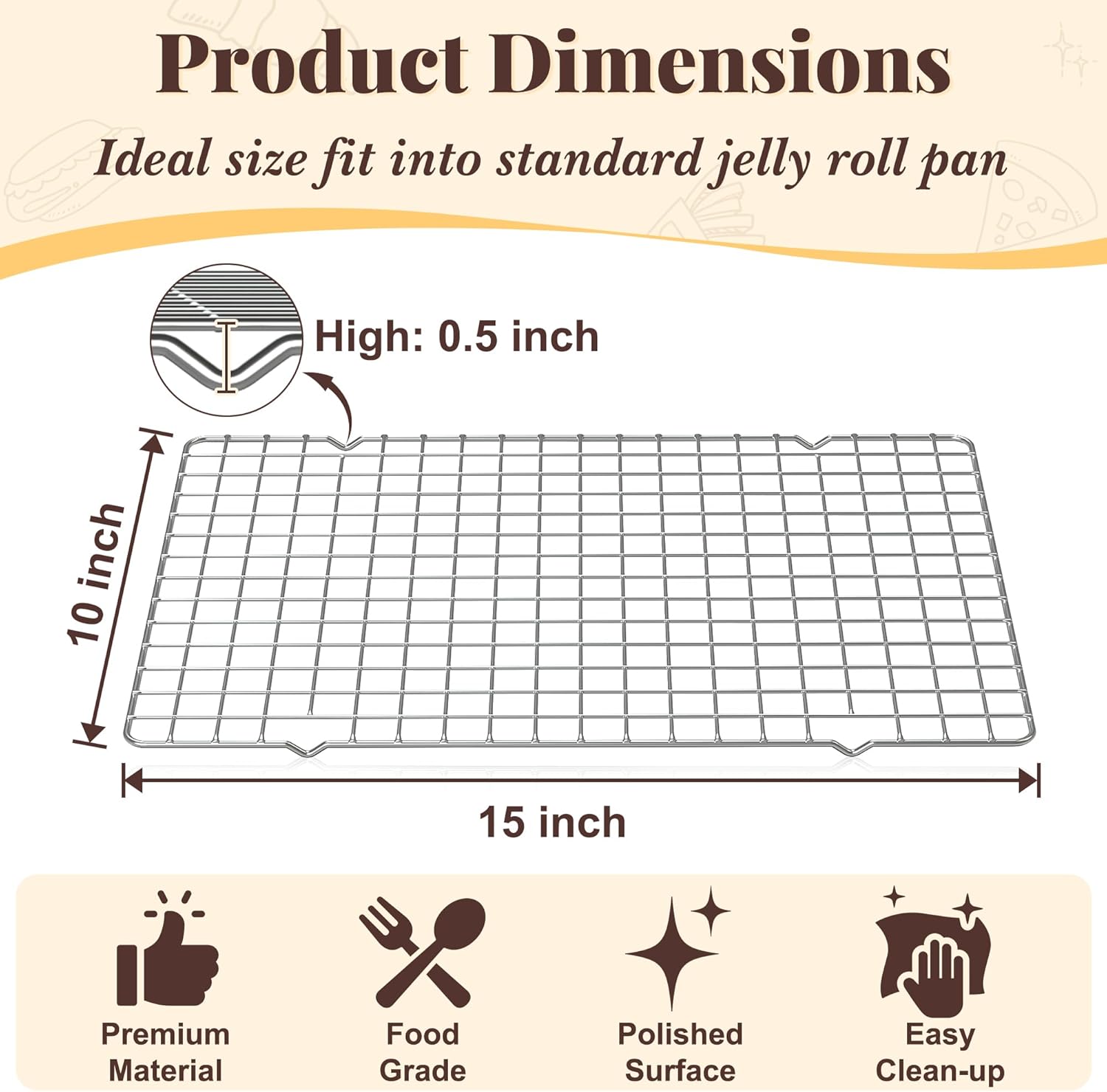 Thumbnail 1 de Cooling Racks for Cooking and Baking (2-Pack) 10" x 15" Stainless Steel Wire Racks