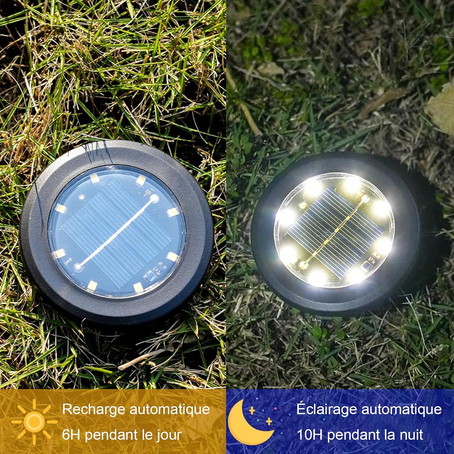 Detalle de Hqynss HQ-048741 zonnelampen voor buiten, 8 stuks, 8 leds per lamp, IP65