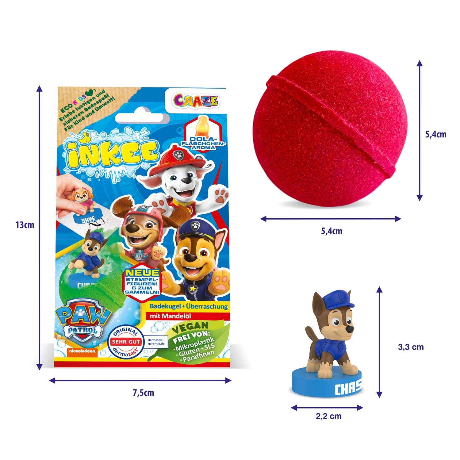 Thumbnail 4 de INKEE Surprise Paw Patrol Badebomben – 5 Stück mit Überraschung, Mandelöl & Cola-Gummi-Duft