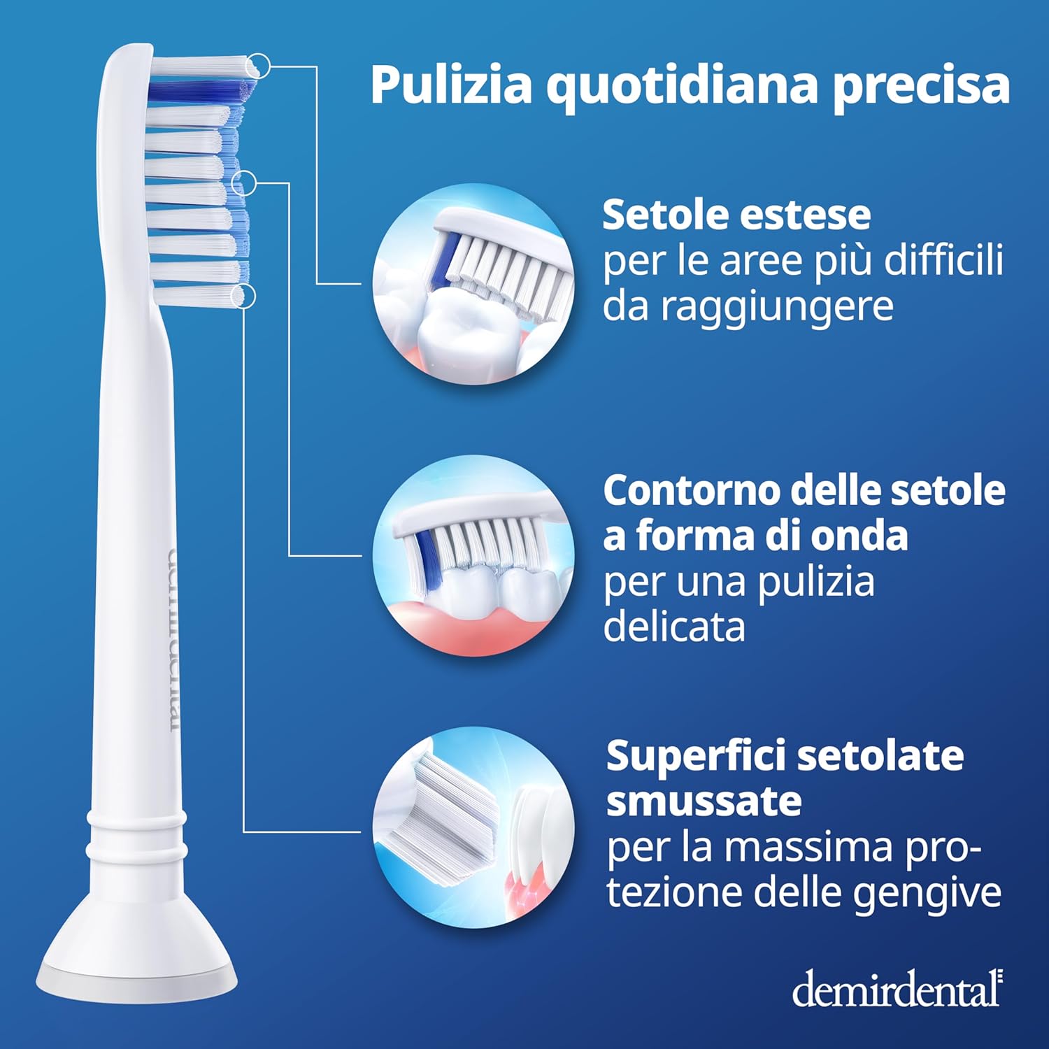 Thumbnail 2 de 8 pack testine demirdental compatibili Philips Sonicare Sensibile HX6058, bianco