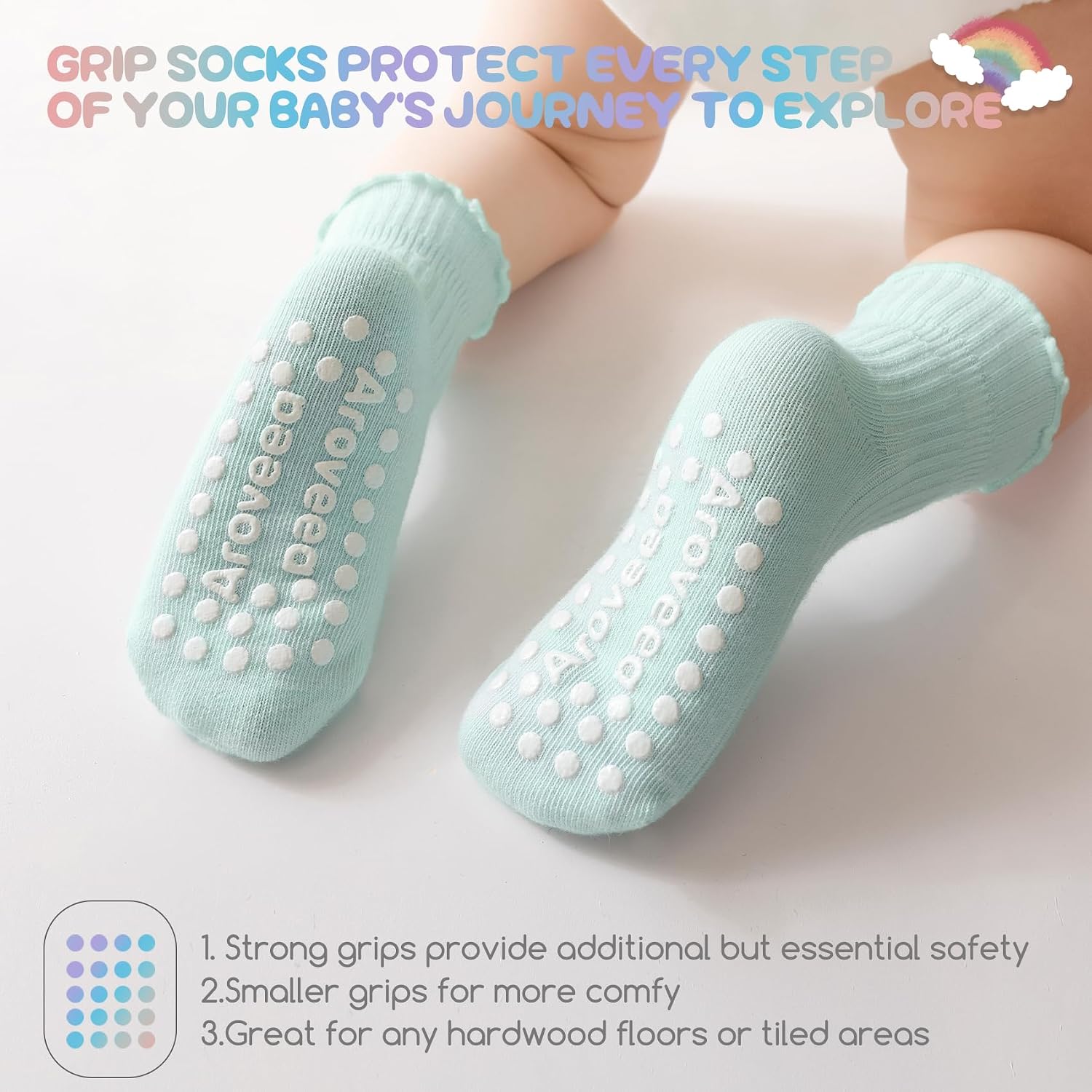 Thumbnail 1 de Aroveea Baby & Toddler Girls Cotton Grip Ruffle Ankle Socks (12-Pack)
