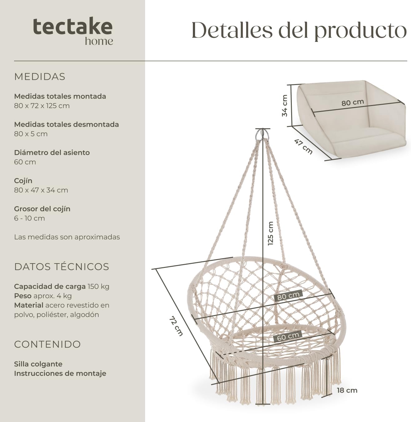 Thumbnail 5 de tectake® Columpio Jardín Exterior 150 kg