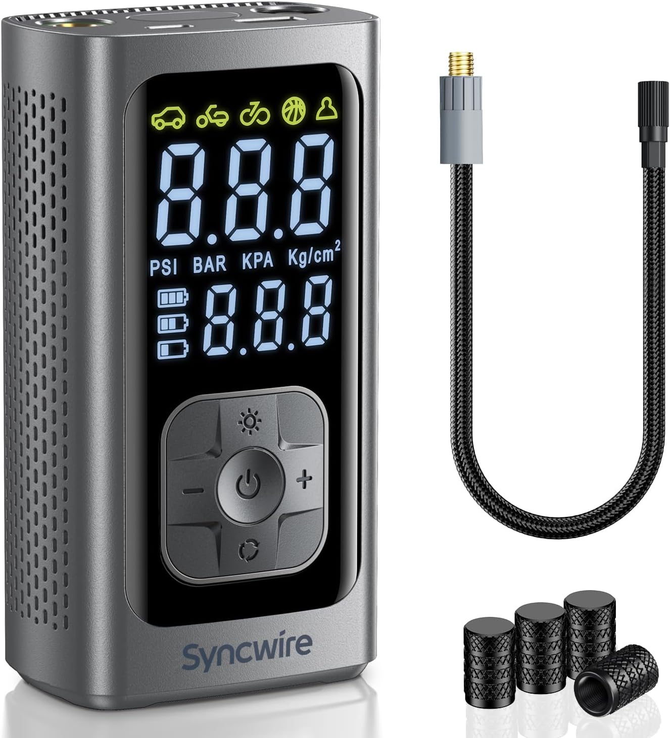 Detalle de Syncwire Tyre Inflator Portable Air Compressor – 150PSI, 2x Speed, Auto-Off