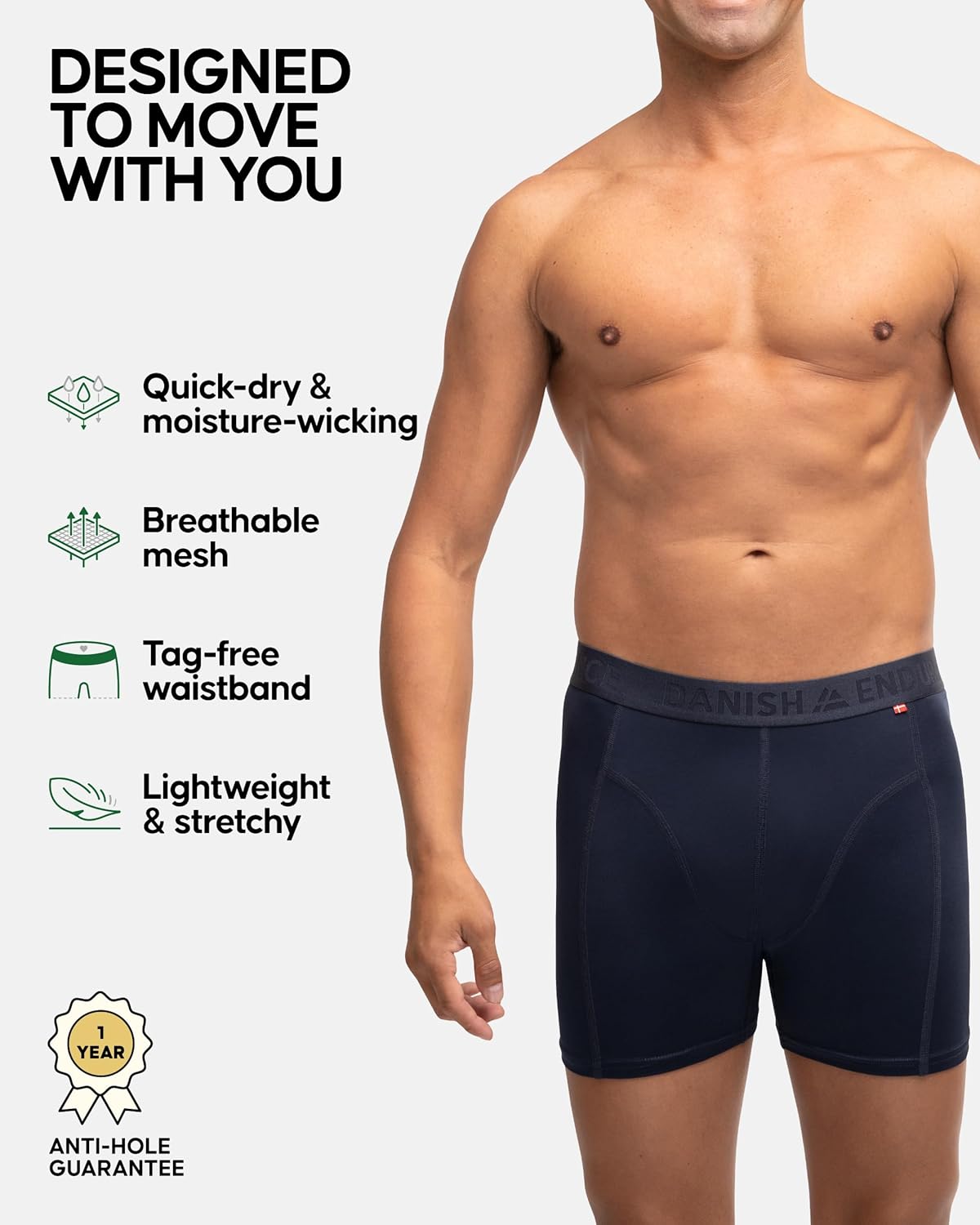 Detalle de DANISH ENDURANCE mens boxers anti chafe