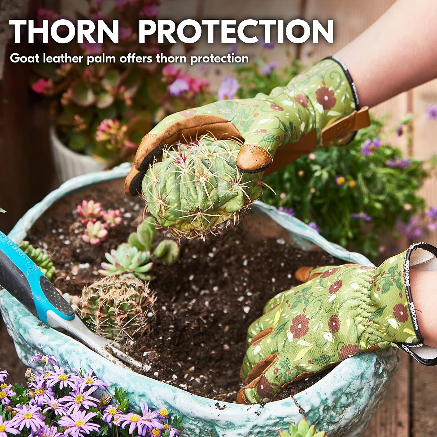 Thumbnail 3 de Vgo Gardening Gloves Ladies Goat Leather Thorn Proof