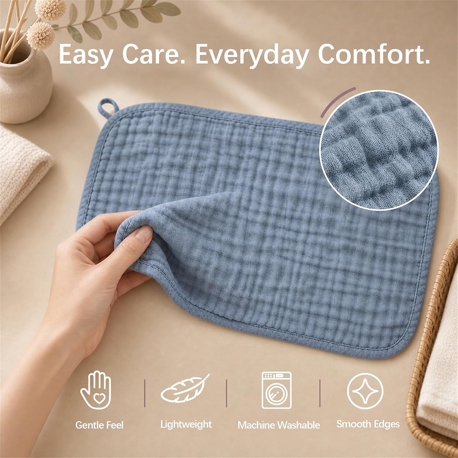 Thumbnail 4 de Ease Cubs EA-BURP-6c-Navy Muslin Burp Cloths, 12-Pack, 100% Cotton