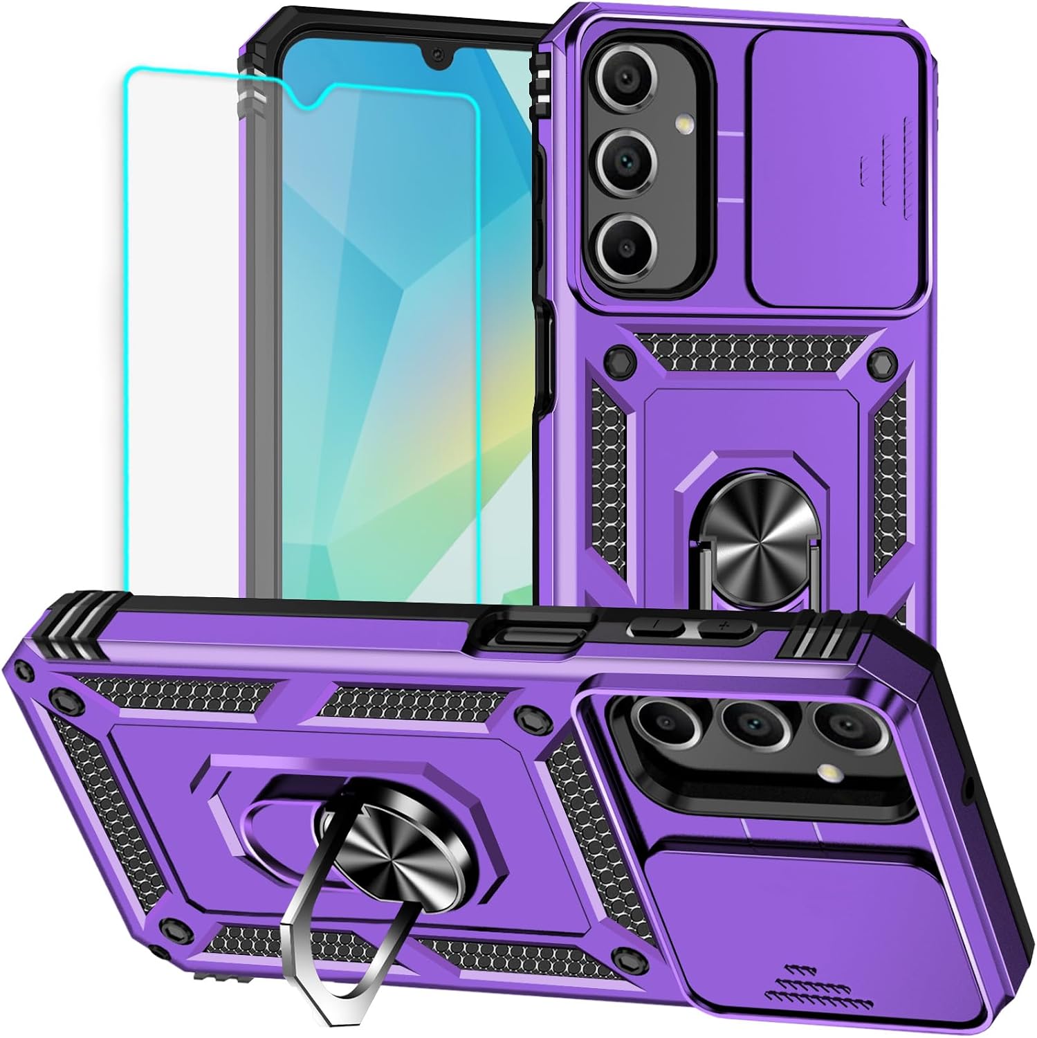 Detalle de Yiakeng Samsung Galaxy A16 5G Case with Screen Protector (Purple) – Military Grade 20ft Drop Tested
