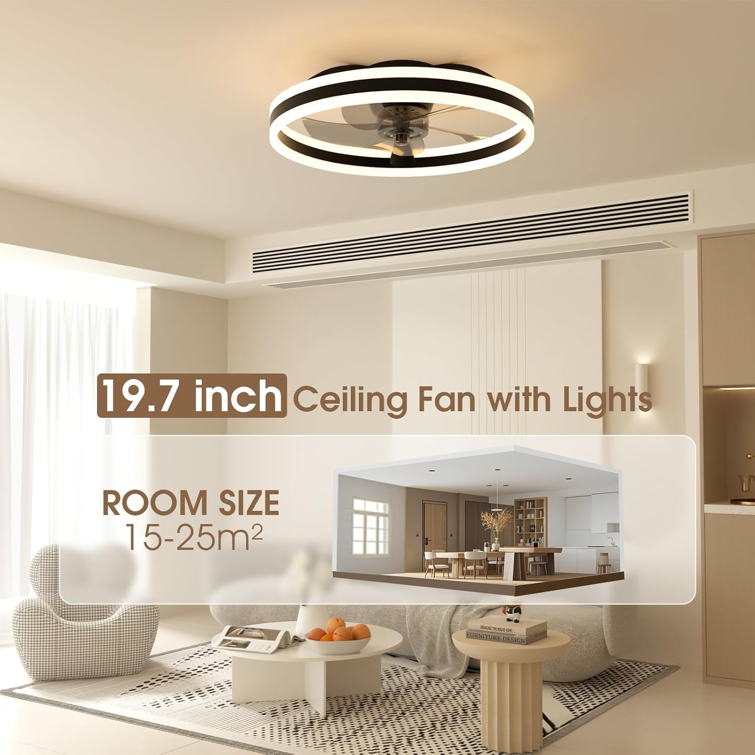 Thumbnail 6 de NIORSUN 50cm ceiling fan with light 6-speed 🌬