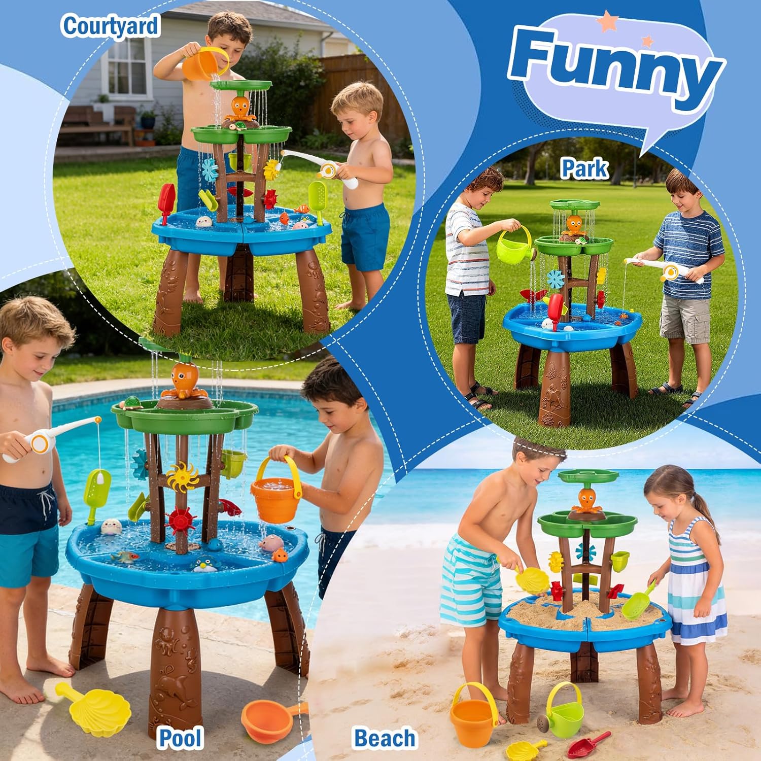 Detalle de VROGTIK Toddler Water Table with Sand & Water Play Set (Fishing Toys)