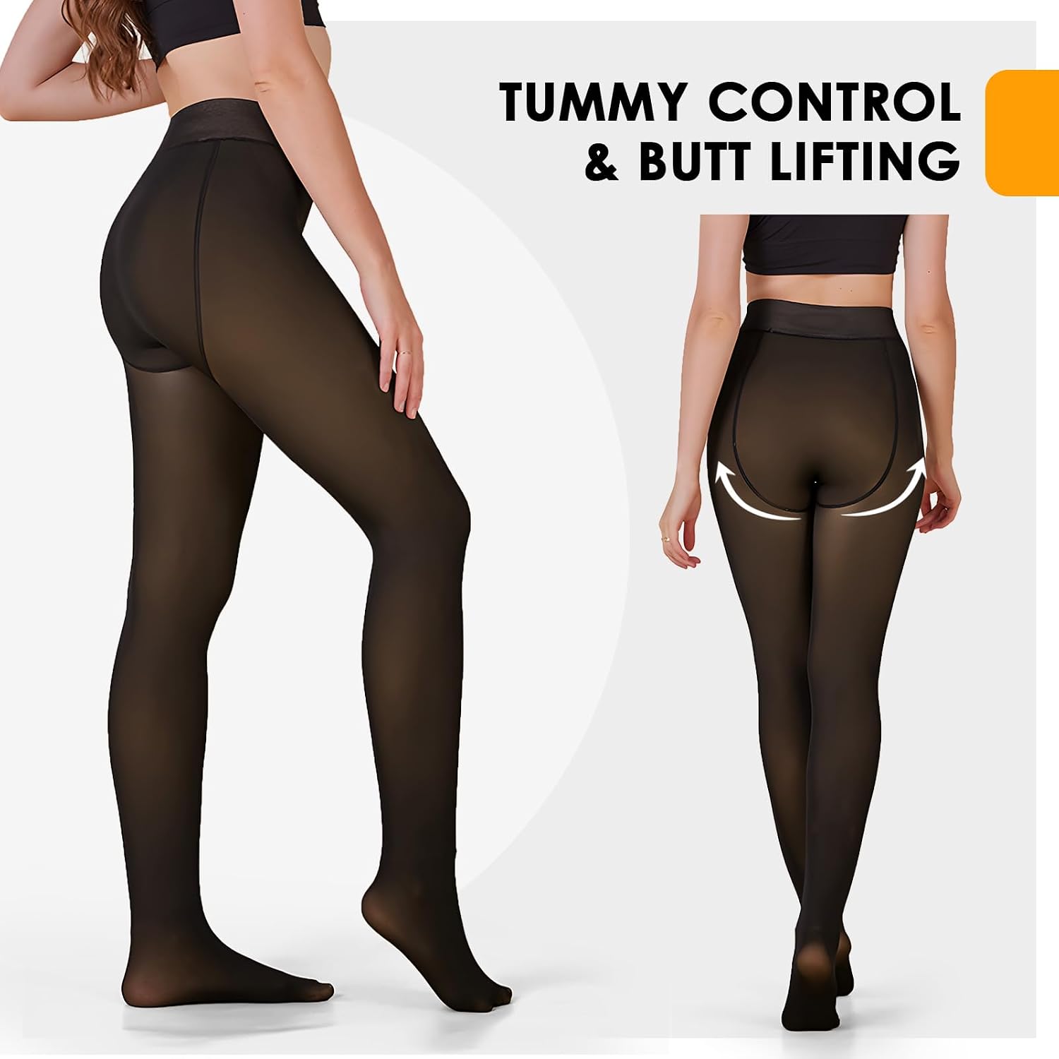 Detalle 1 de FurBall Women's Winter Fleece-Lined Tights, Faux-Translucent Look
