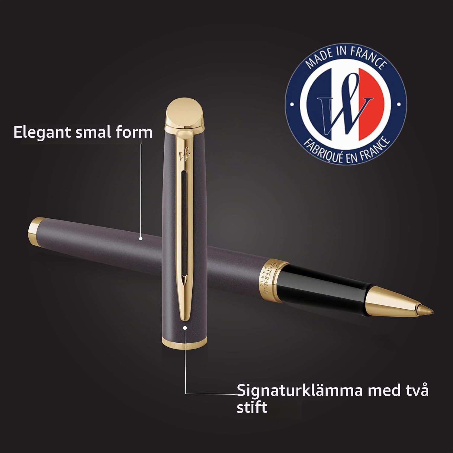 Detalle de Waterman Hémisphère Understated Edit rollerballpenna, Lava Black med svart bläck