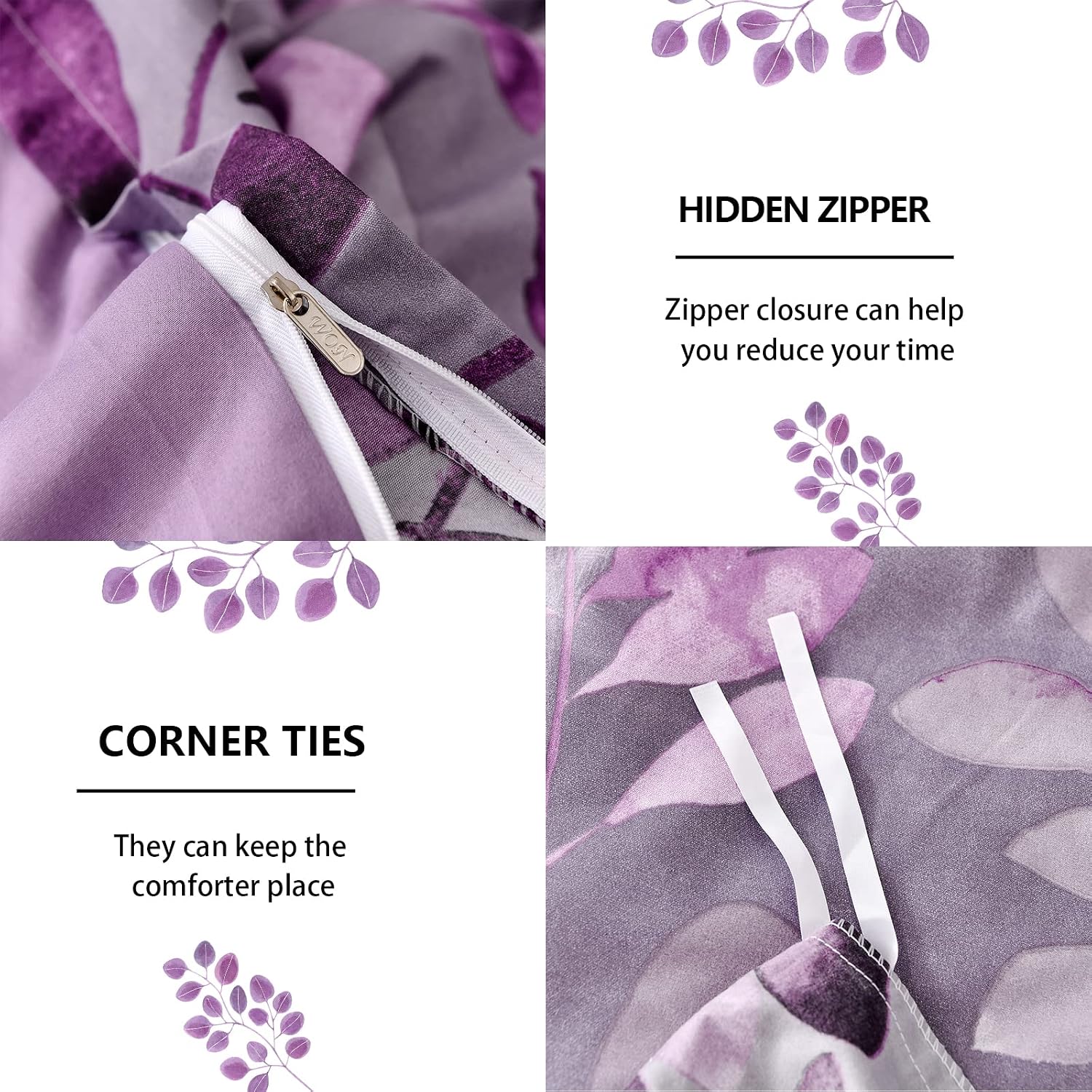 Thumbnail 4 de DJY Purple Duvet Cover Double 200x200cm