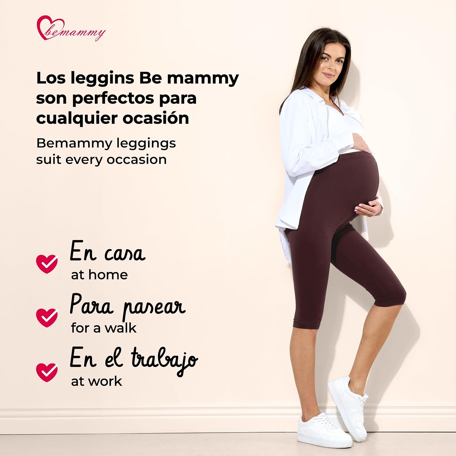 Detalle 2 de Be Mammy Umstandsleggings Be20-229 Leggings 3/4 mujer