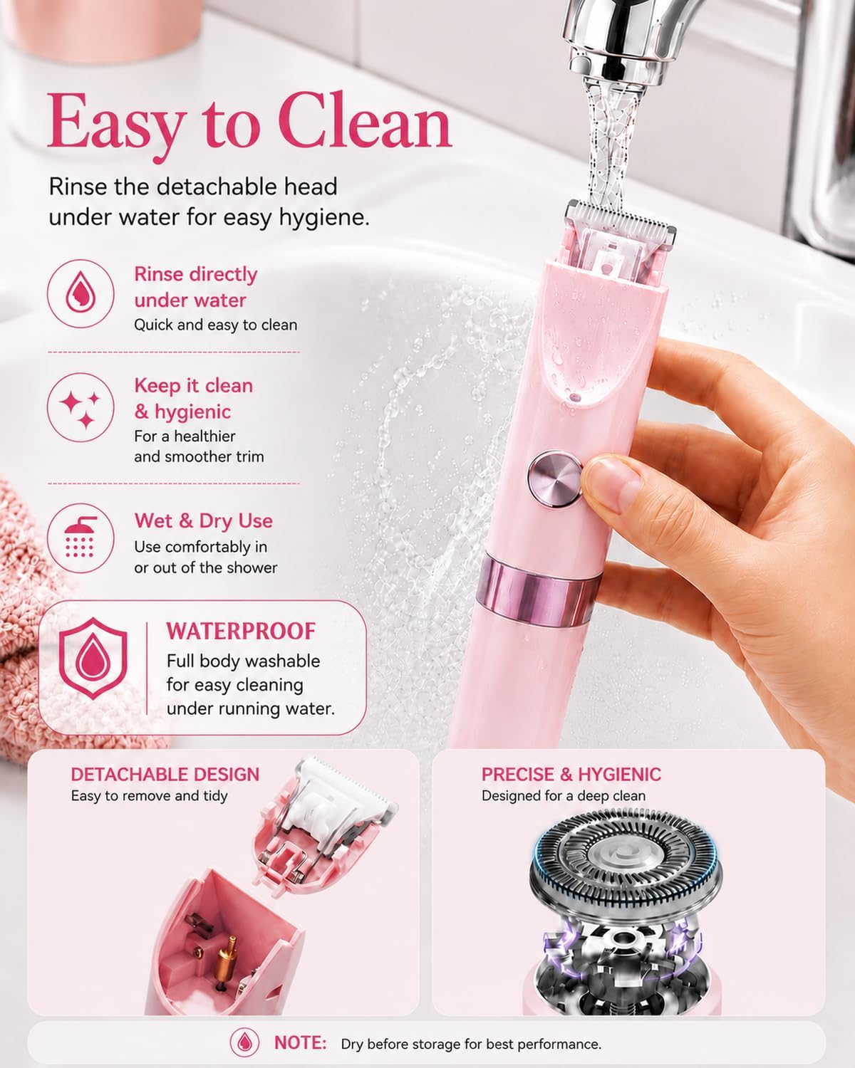 Thumbnail 4 de Bikini Trimmer Women Waterproof 2-in-1: Gentle Facial Hair Remover for Women
