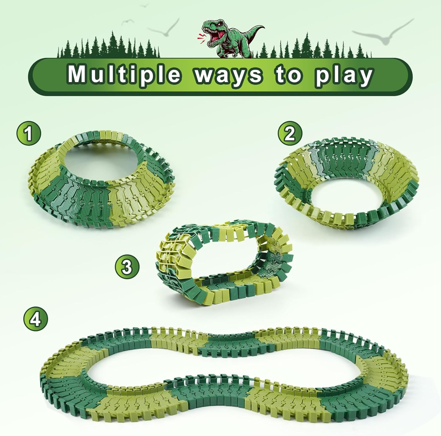 Thumbnail 1 de ToyFuntasy 96-Piece Dinosaur Flexible Track Expansion Kit