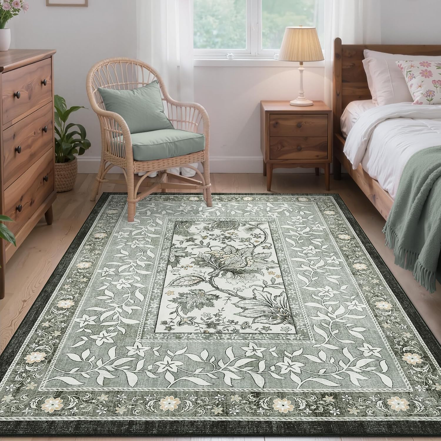 Detalle de GarveeHome Area Rug, 6' x 8' Rectangular Faux-Wool Tufted Rug