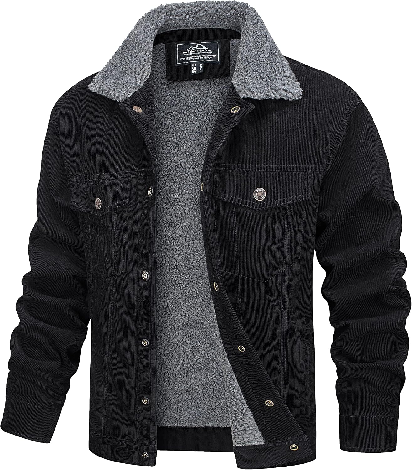 Detalle de MAGCOMSEN Men's Corduroy Sherpa Jacket, Cotton, Five Pockets