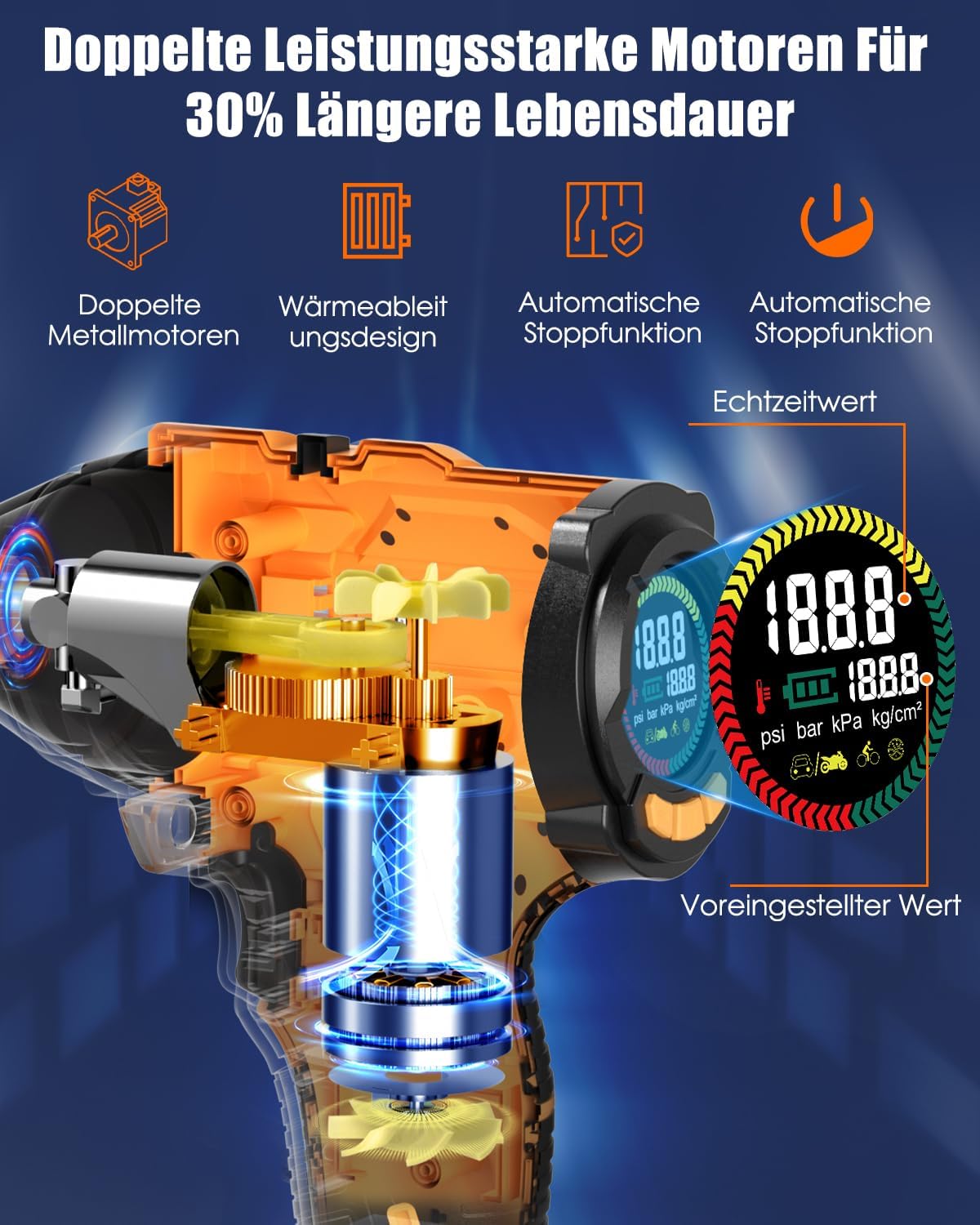 Detalle 2 de AUTDER AD380 Akku Luftkompressor 180 PSI
