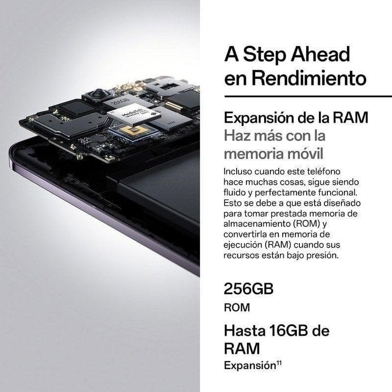 Detalle de OPPO A80 5G 8GB/256GB, 6.67' Púrpura: rendimiento fluido, gran pantalla y batería para el día a día