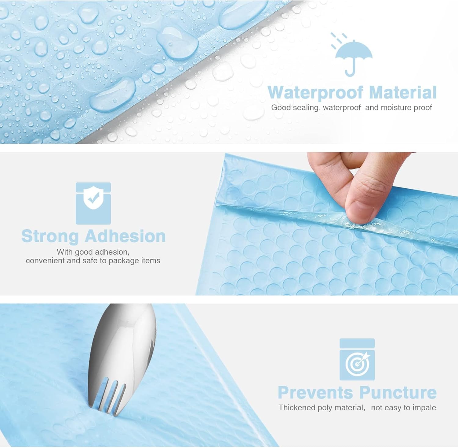 Thumbnail 2 de Switory 25pcs Bubble Mailers 6x10 Padded Envelopes – Self-Seal, Waterproof, 80gsm Bubble Cushion, Thick Light Blue