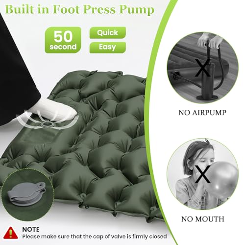 Detalle de Satisure Esterilla de camping con almohada hinchable: colchón de aire ultraligero 196 x 69 cm
