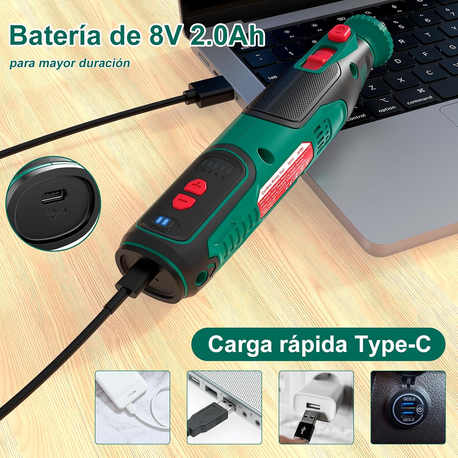 Thumbnail 4 de HYCHIKA herramienta rotativa 8V con 145 accesorios
