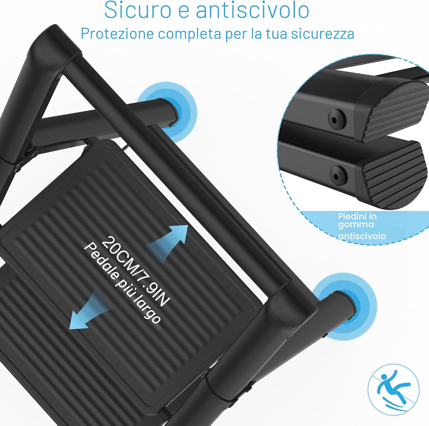 Detalle de UISEBRT Scala pieghevole a 2 gradini con corrimano – stabile, leggera e salvaspazio