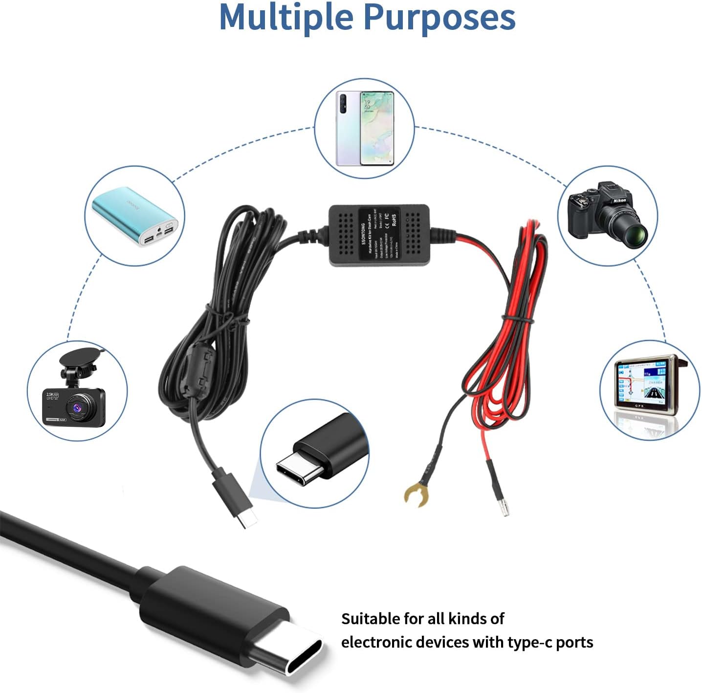 Detalle 2 de Upgraded Dash Cam Hardwire Kit 13ft cable
