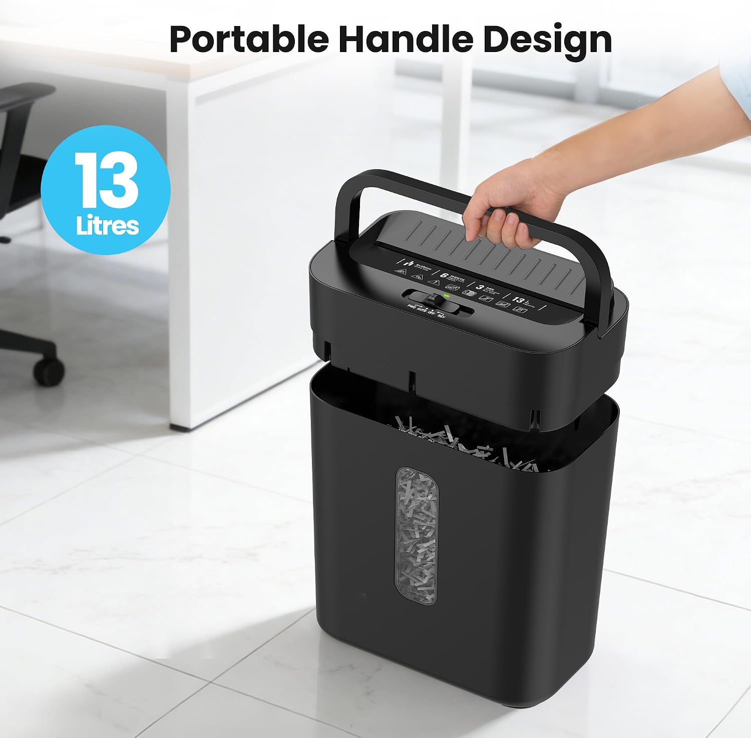 Thumbnail 5 de Locksworth AZ1692VC 6-Sheet Cross-Cut Shredder, P-4, 3.43-Gallon Bin