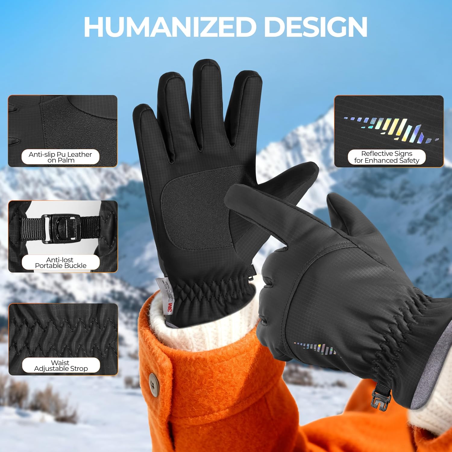 Thumbnail 5 de rivmount Kids 3M Ski Gloves ages 3-15