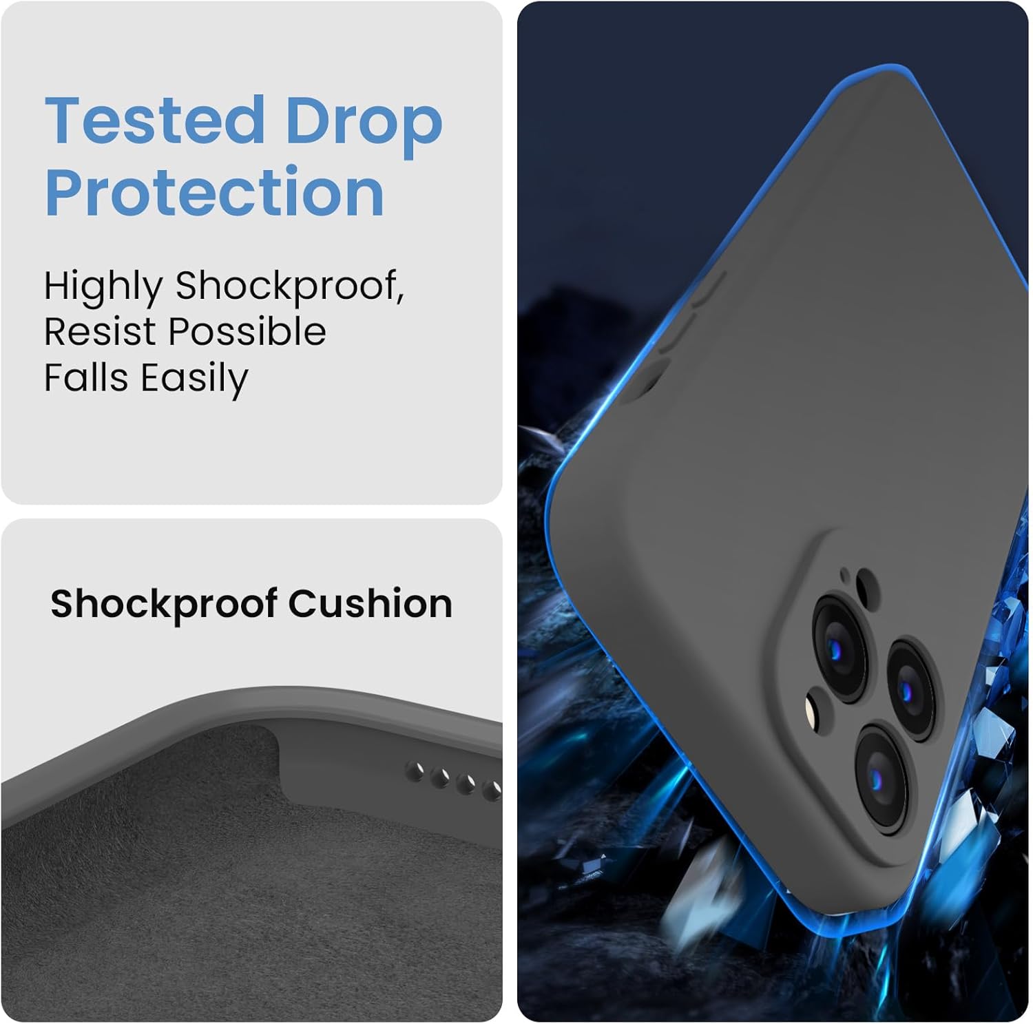 Thumbnail 3 de FireNova Silicone Case with Built-in Camera Cover for iPhone 13 Pro Max (6.7", Space Gray) with 2-Pack Screen Protectors