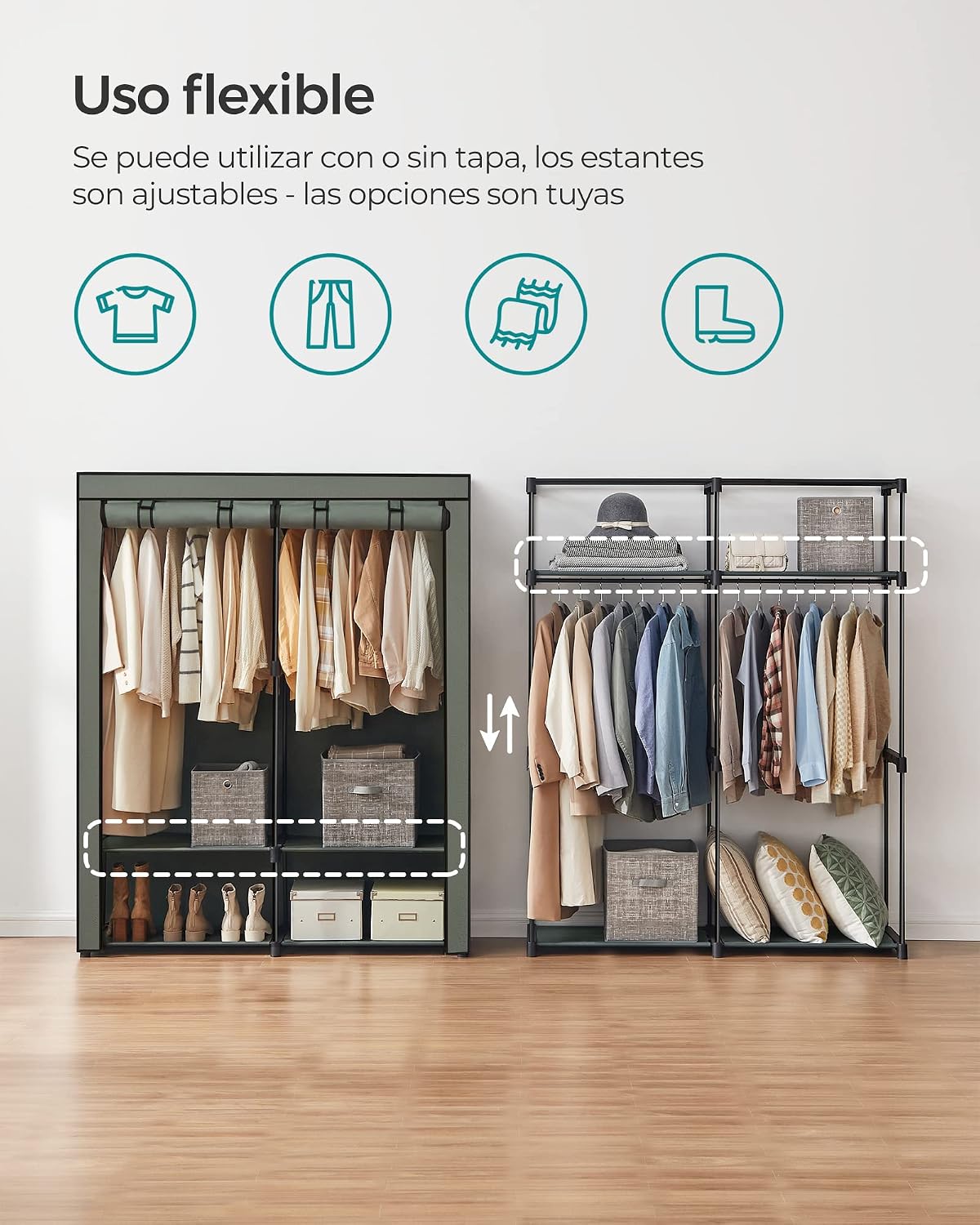 Detalle 2 de SONGMICS RYG002C02 armario de tela 140x43x174 cm