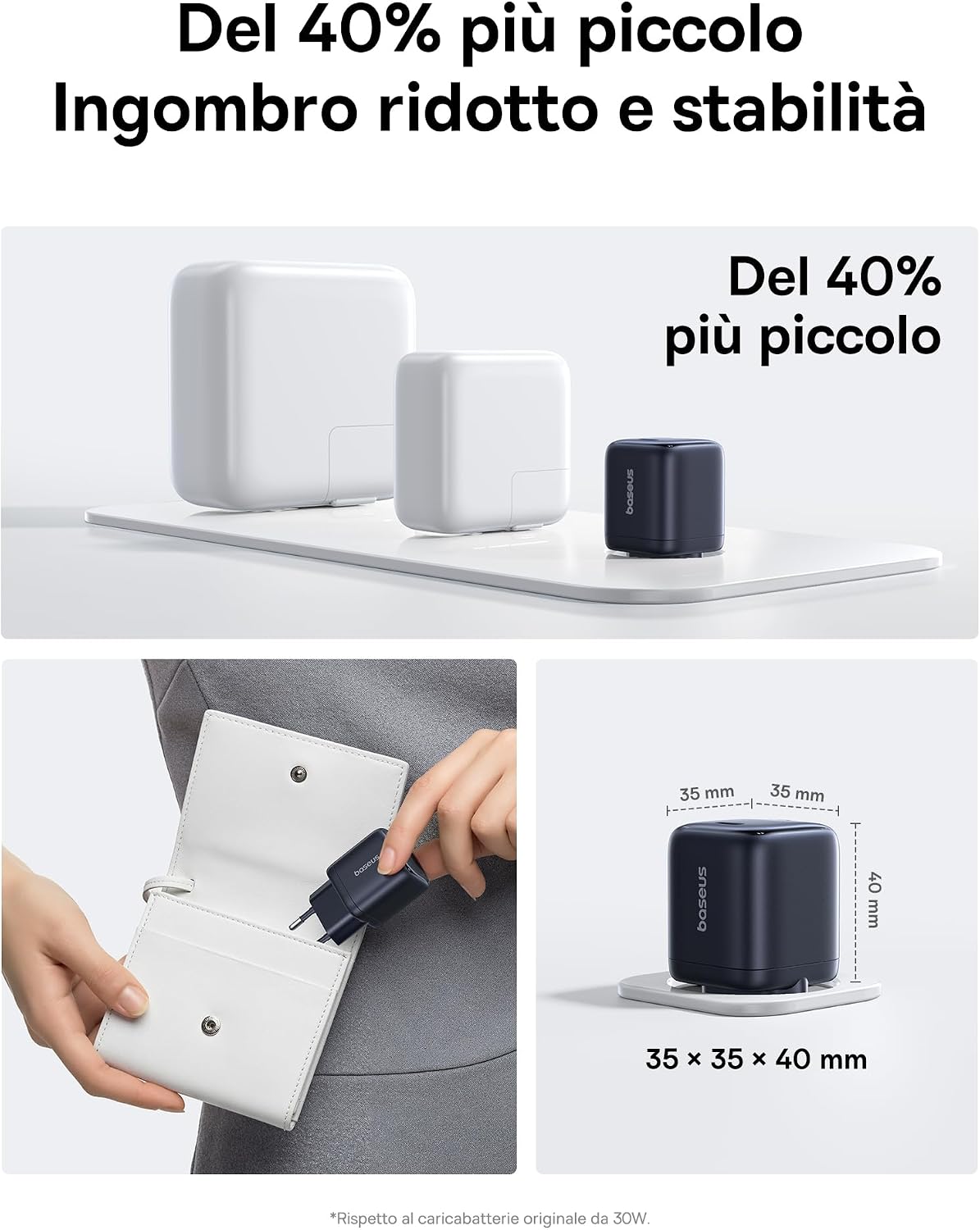 Detalle de Baseus Caricatore USB-C 45W in confezione da 2 con GaN PPS PD