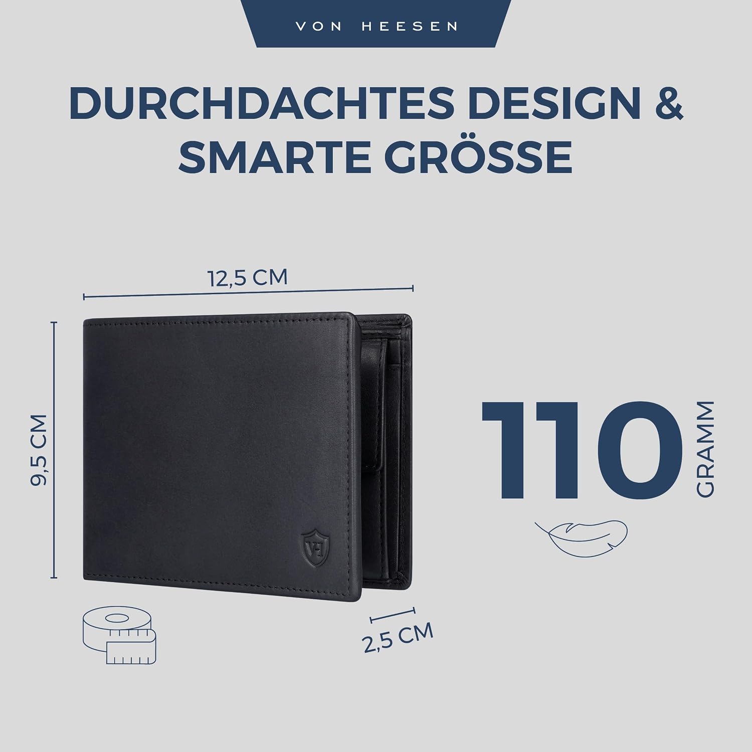 Thumbnail 5 de VON HEESEN Leder Geldbörse RFID Schutz schwarz
