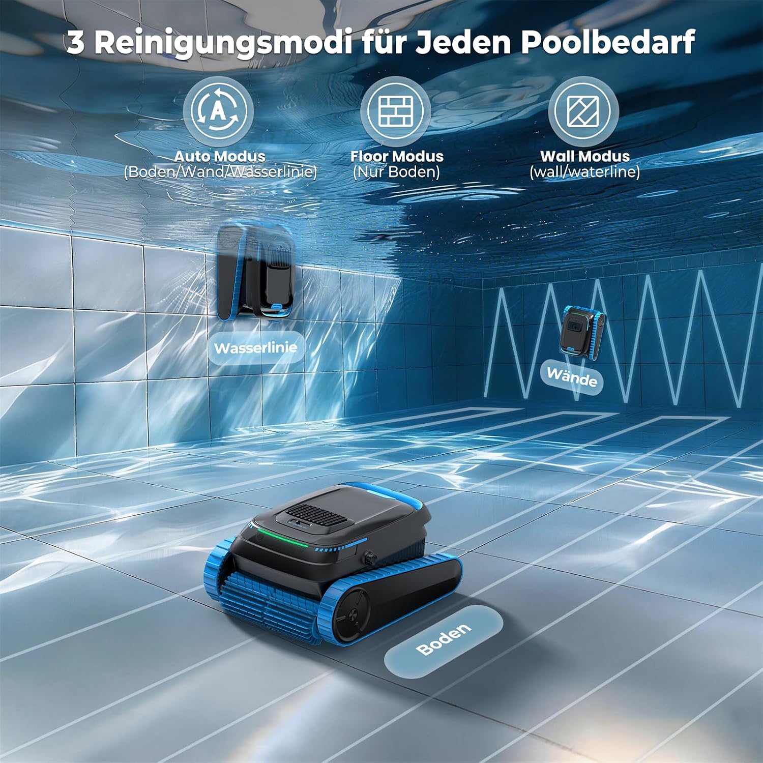 Detalle de (2026 Neu) BOTLIFE PC20 Akku-Poolroboter für Boden, Wände und Wasserlinie – bis 170 m², App-Steuerung