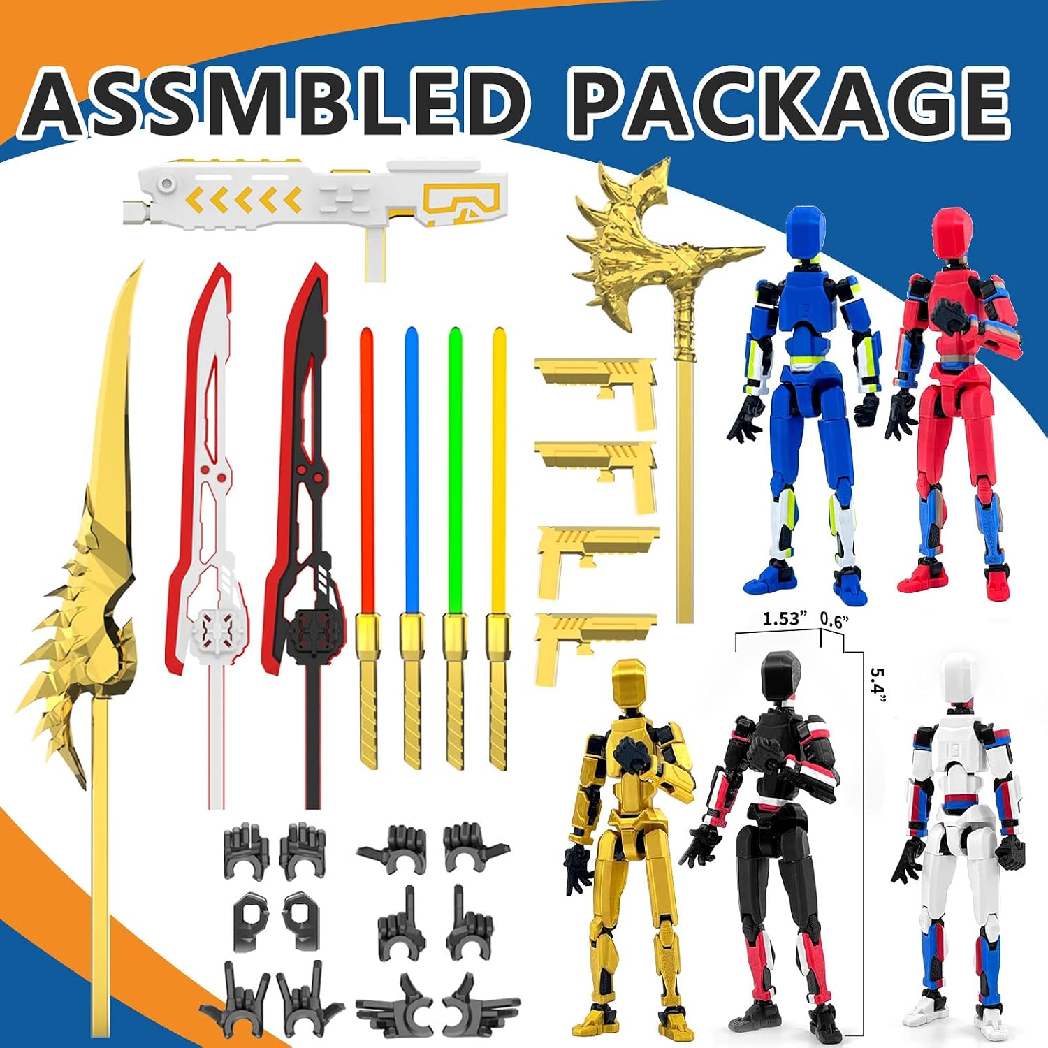 Thumbnail 1 de Falandi 5-Pack T13 Titan Action Figure Set (Already Assembled) with Laser Saber-Style Accessory Set