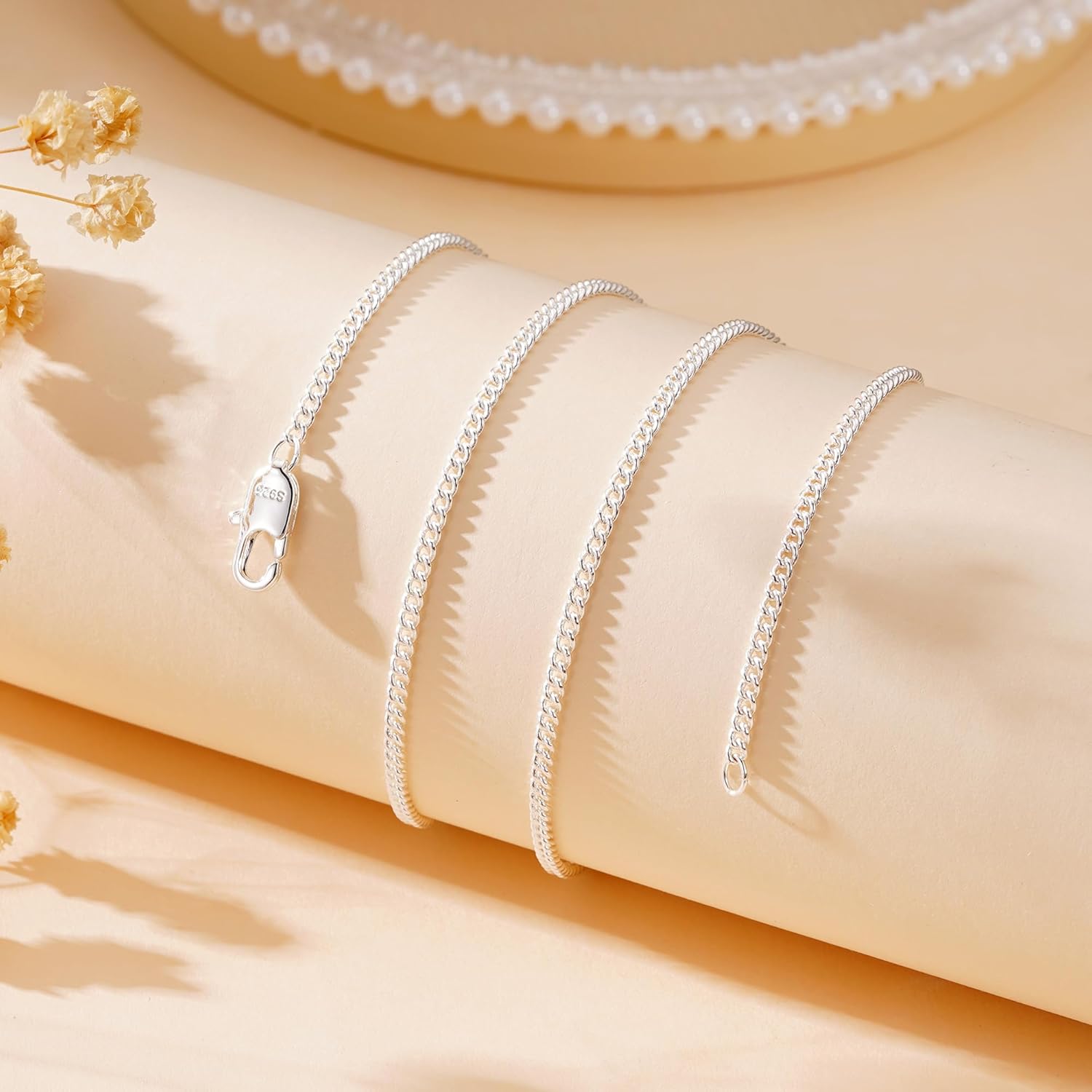 Detalle de Diorra 925 Sterling Silber Kette, 2 mm – Silberkette Damen, ohne Anhänger, Länge 40–55 cm