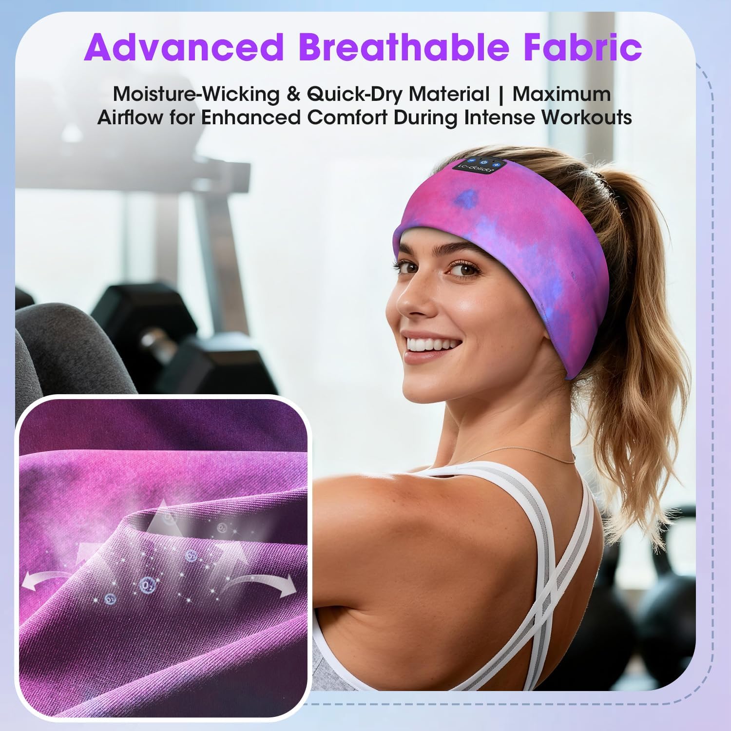 Detalle de LC-dolida Sleep Headphones Bluetooth headband 15H
