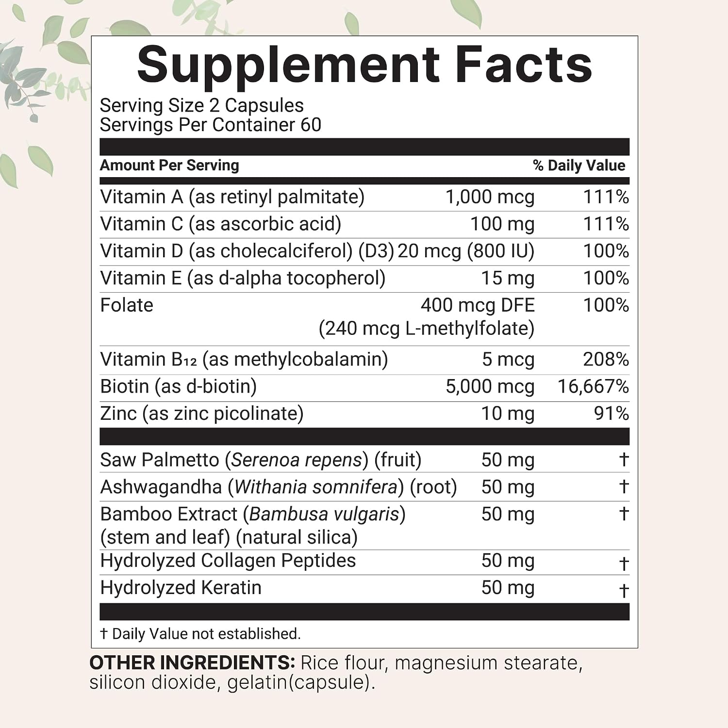 Detalle de Micro Ingredients Hair Supplement 120 Capsules