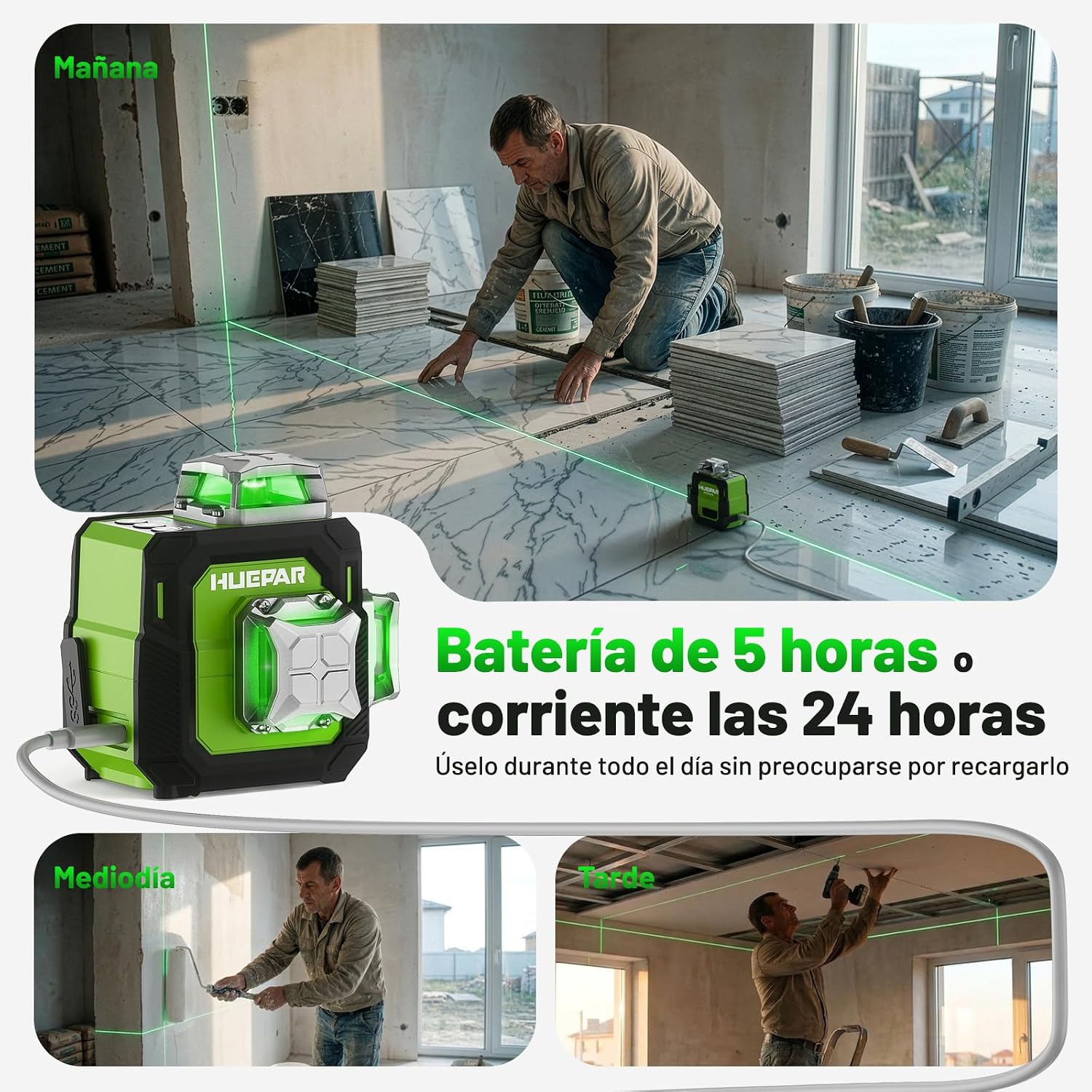 Thumbnail 3 de Huepar Livella Laser Verde 3D 3x360° Autolivellante ST03CGT | Compatta, 40 m, con Treppiede 152 cm