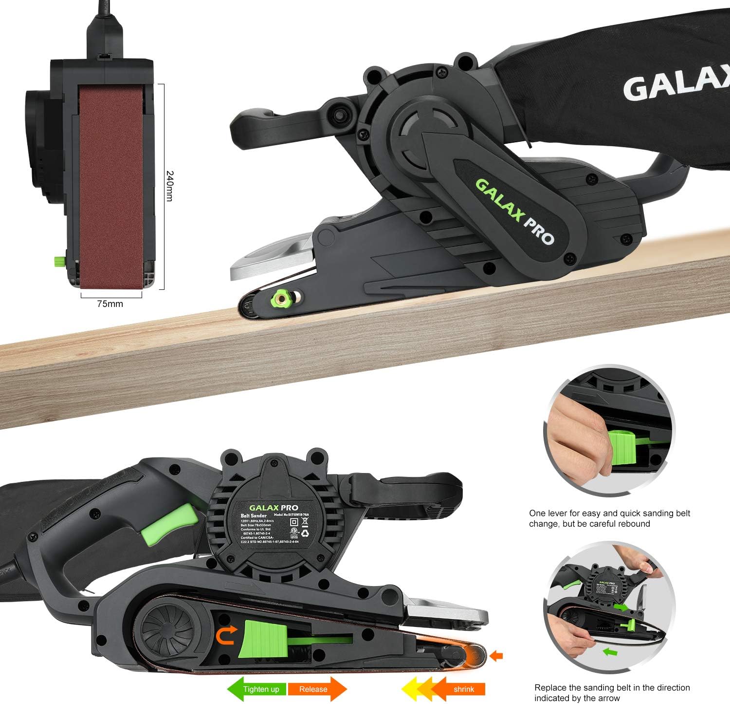 Detalle de GALAX PRO Levigatrice a nastro 1010 W 🛠