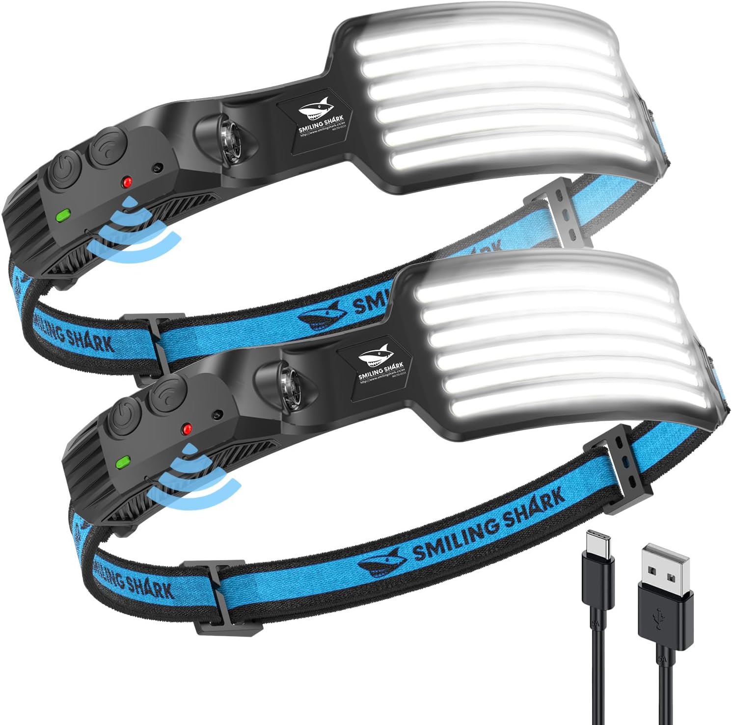 Detalle de Smiling Shark Rechargeable Headlamp with Motion Sensor, 230° Wide Angle