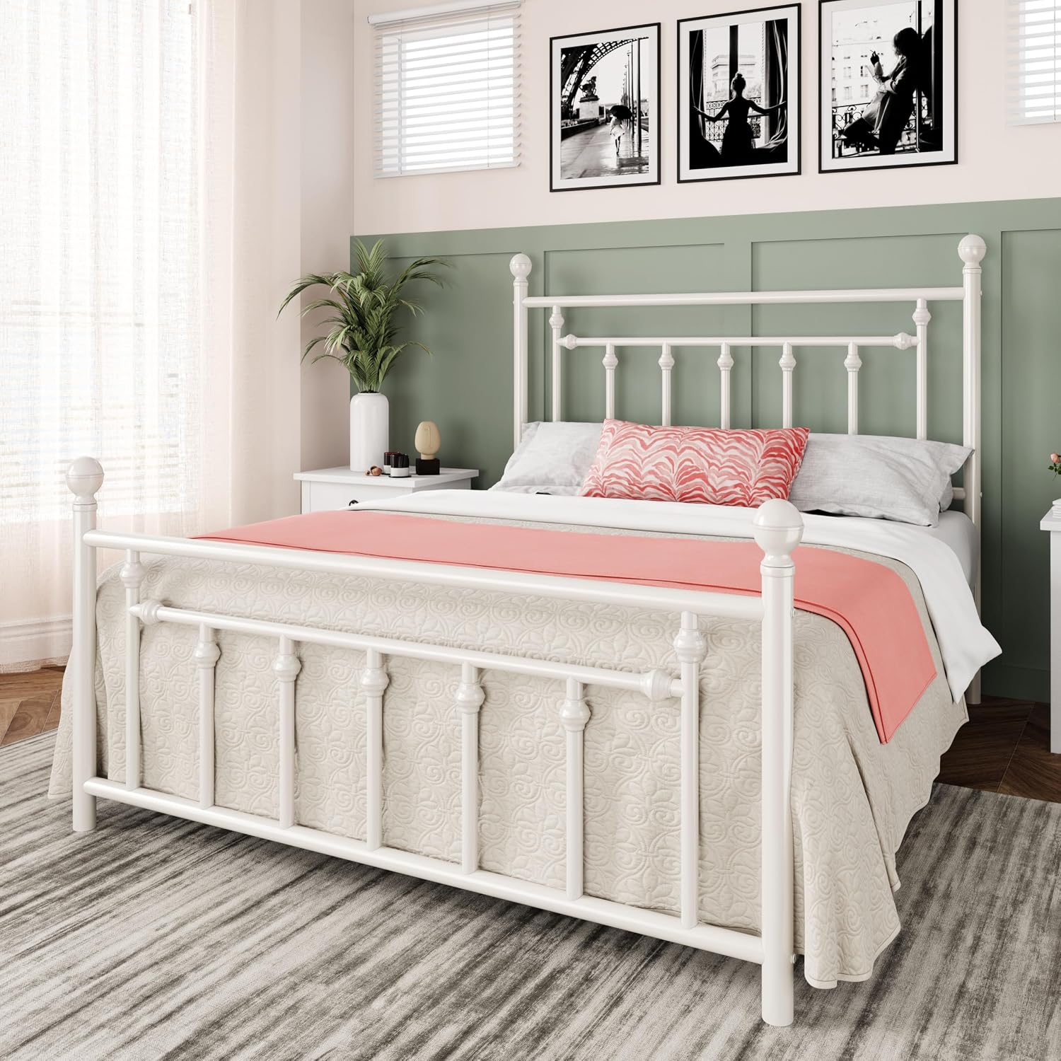 Detalle de Allewie Metal Platform Bed Frame, Queen Size