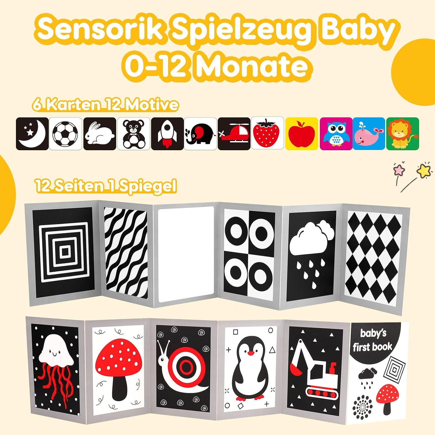 Thumbnail 3 de Kontrastbuch mit Spiegel: Schwarz-Weiß-Kontrastkarten für Babys ab Geburt